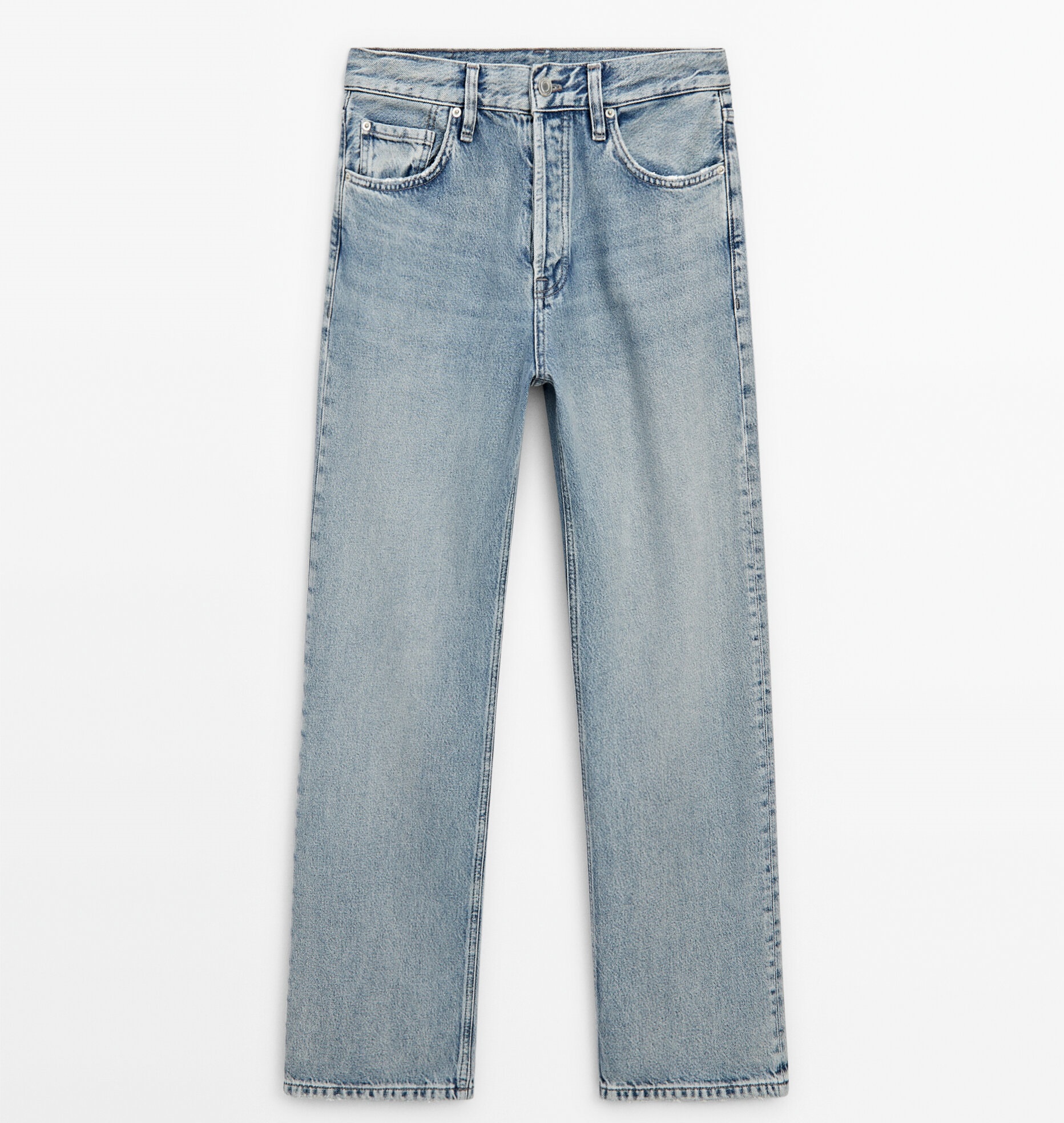 Джинсы Massimo Dutti Straight Fit High-waist, голубой джинсы massimo dutti skinny flare fit high waist темно синий