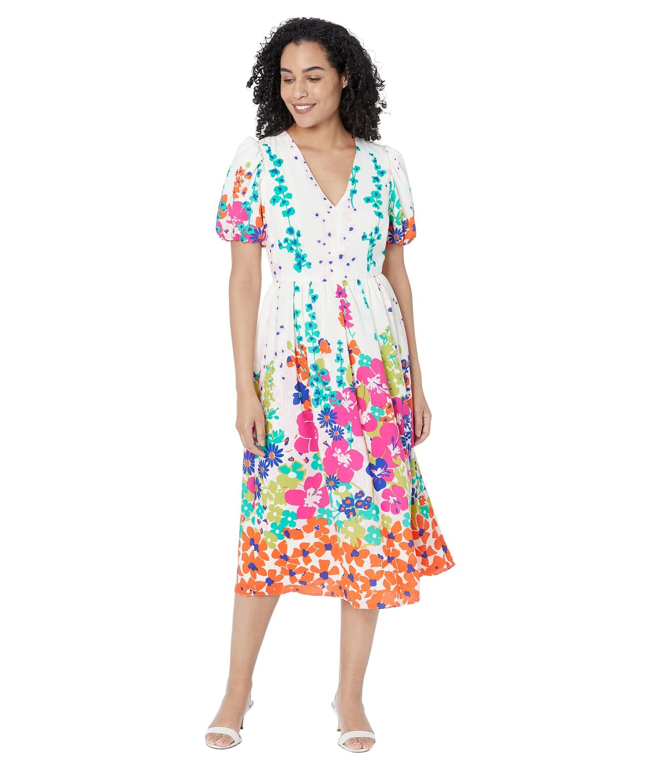 

Платье Donna Morgan, V-Neck Puff Sleeve Maxi Placement