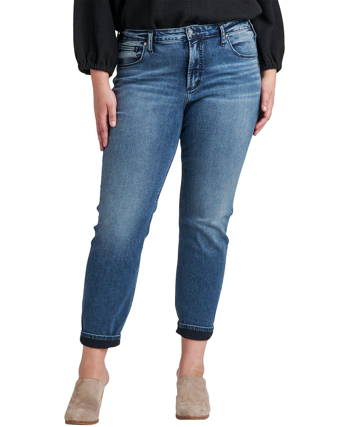 

Узкие джинсы beau средней посадки больших размеров Silver Jeans Co.