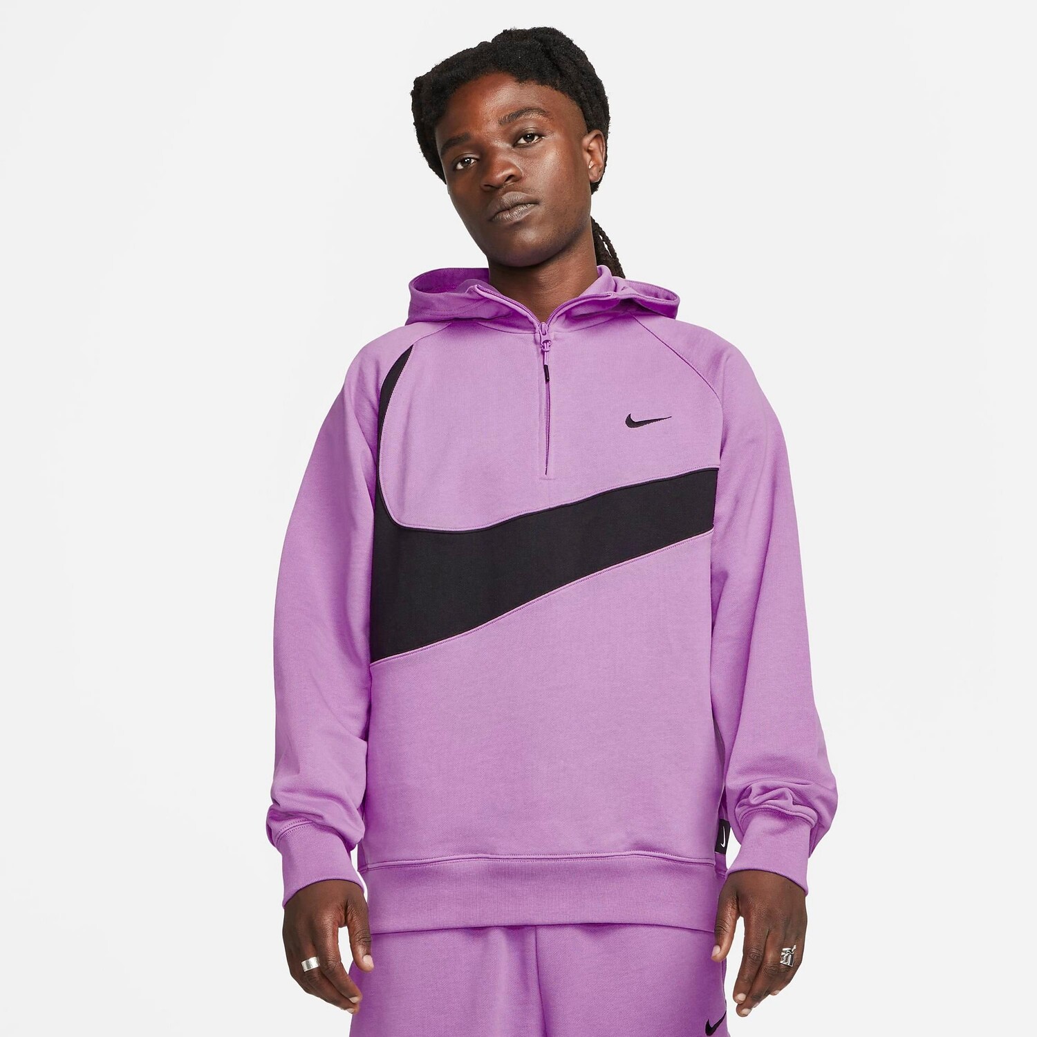 

Мужская флисовая худи с молнией до половины Nike Swoosh, фиолетовый