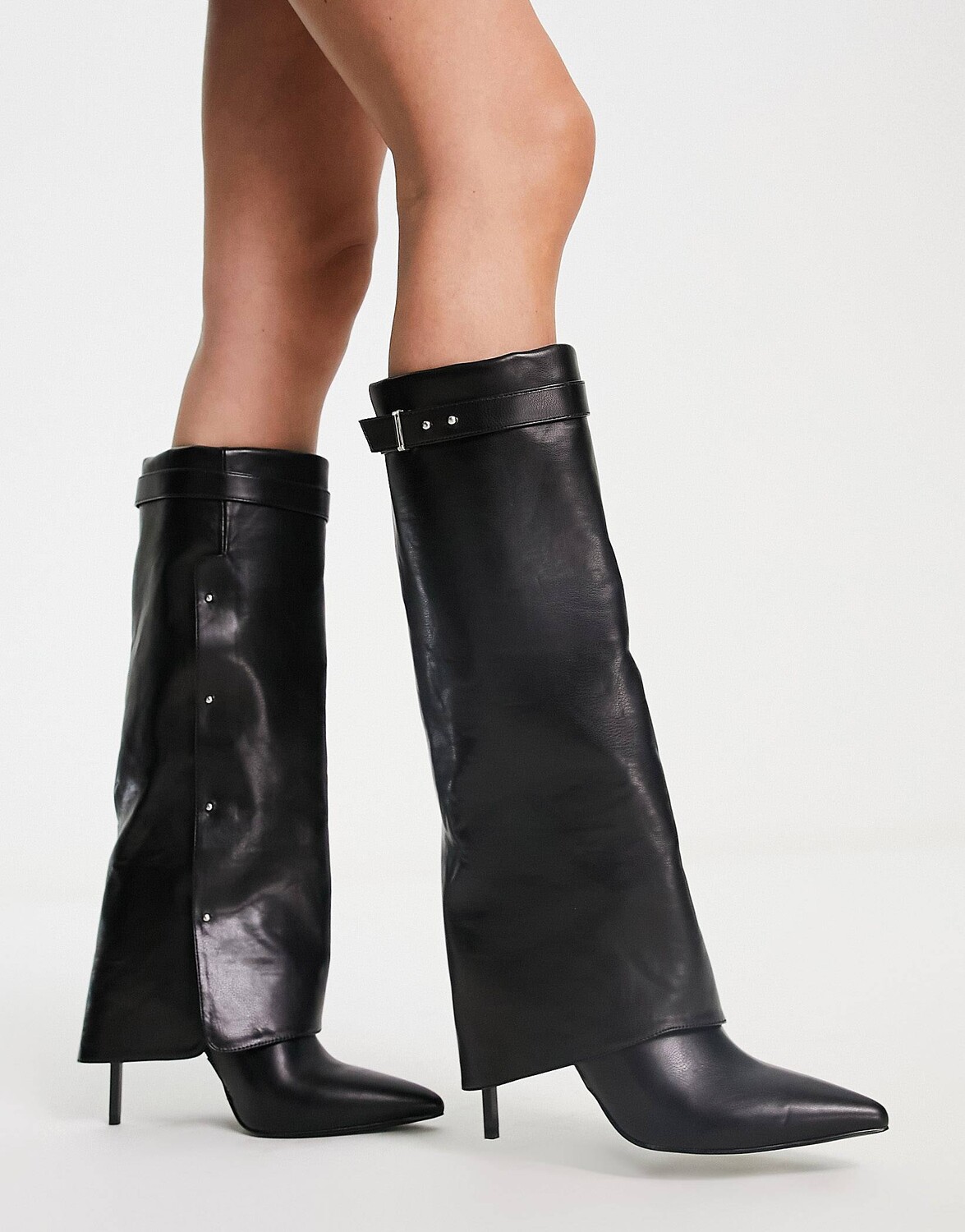 Черные ботфорты на высоком каблуке ASOS DESIGN