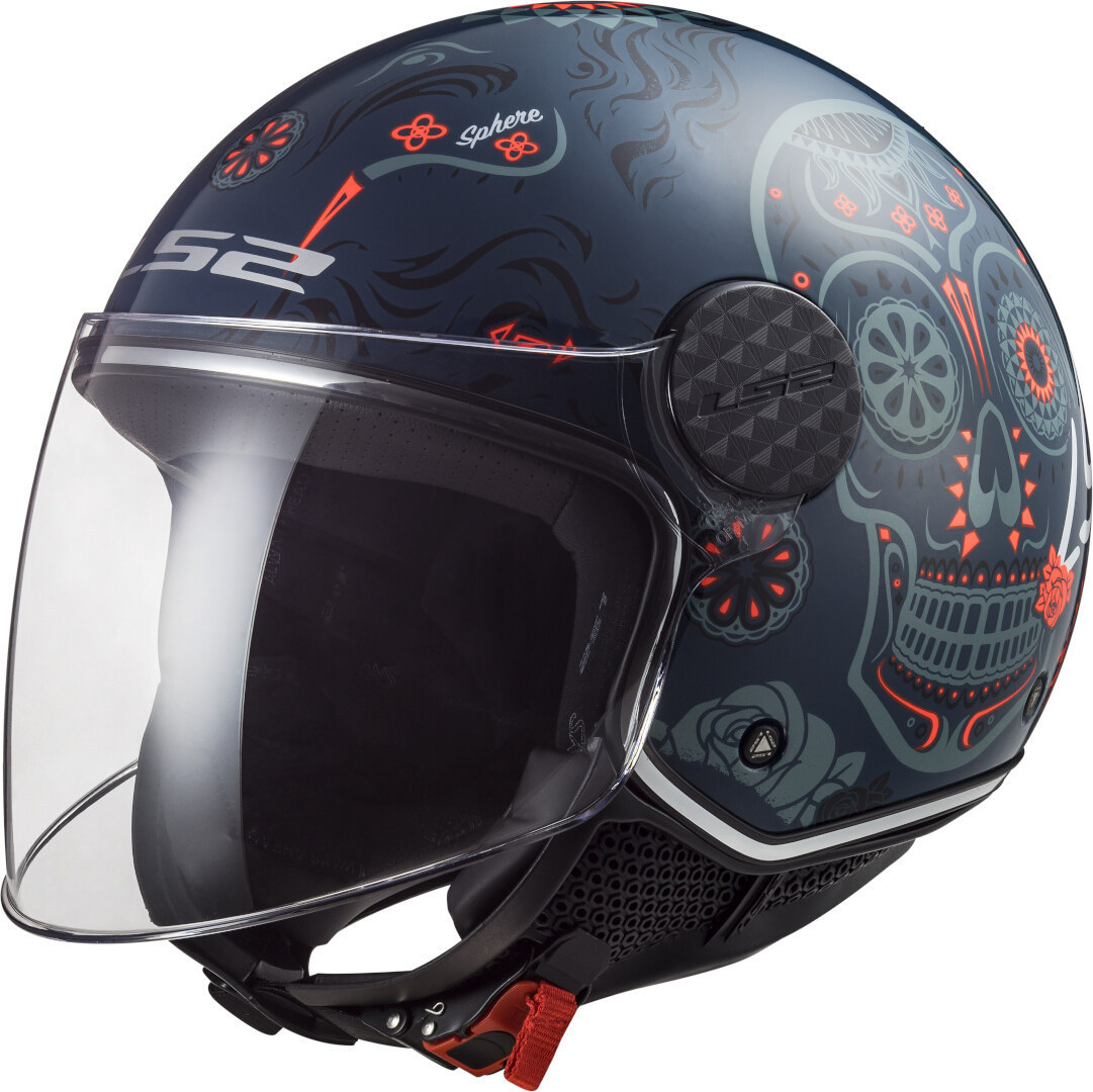 Шлем LS2 OF558 Sphere Lux Maxca Реактивный, сине-оранжевый
