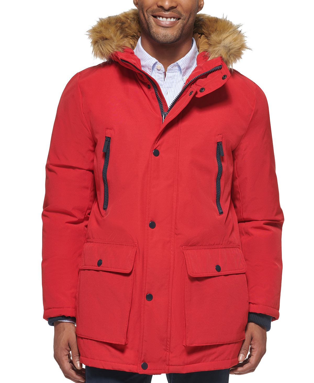 Мужская парка с курткой из искусственного меха на капюшоне, созданная для macy's Club Room, красный