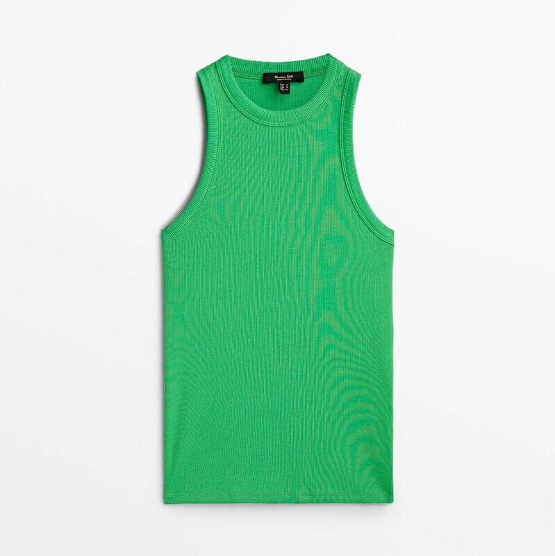 

Топ Massimo Dutti Ribbed Halter, зеленый