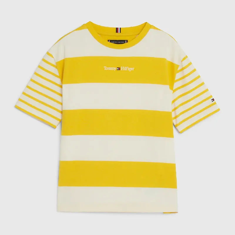 

Футболка Tommy Hilfiger Kids' Bold Stripe Logo, желтый/кремовый