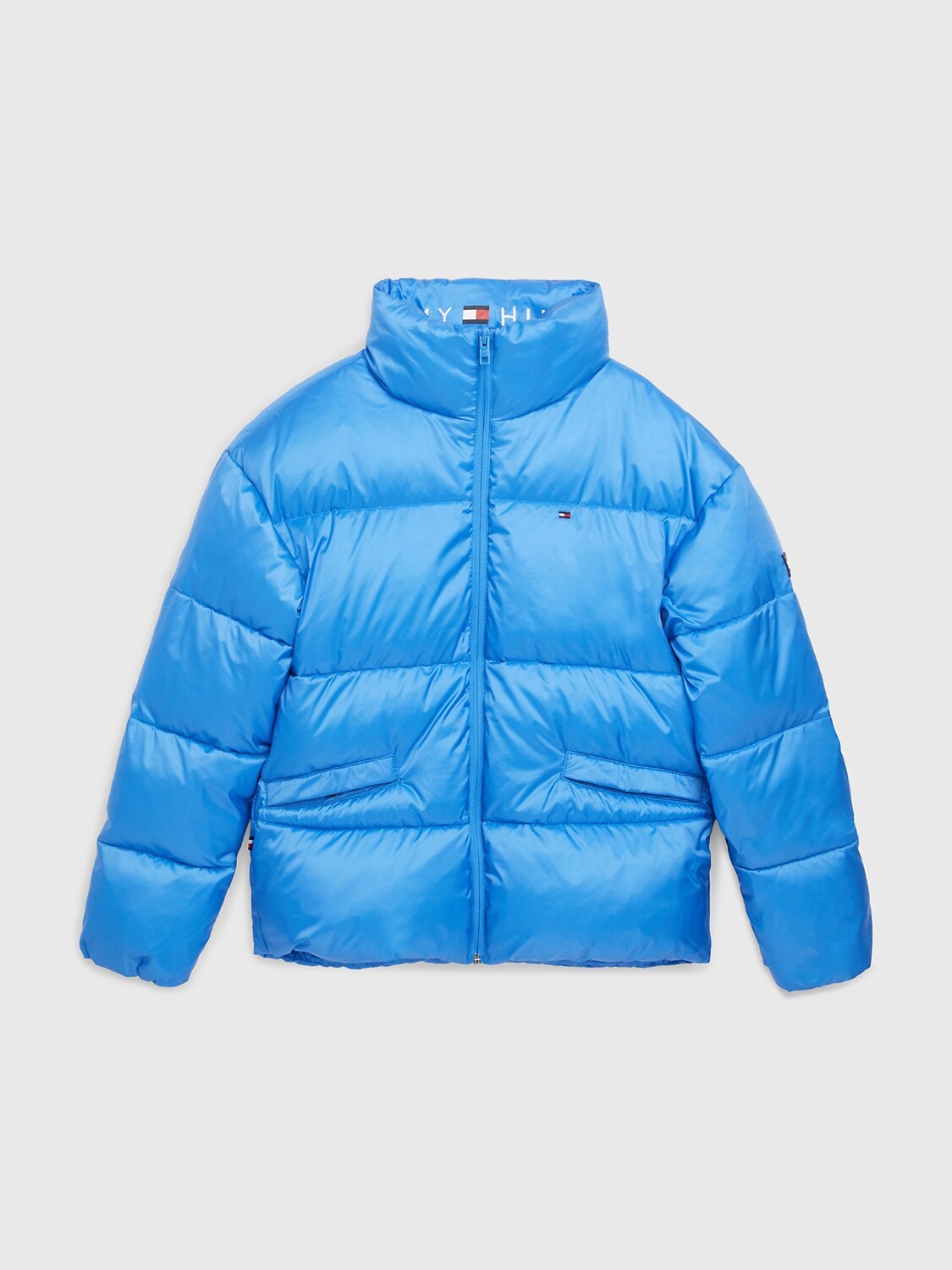 

Детская блестящая куртка из блестящего пуховика Tommy Hilfiger, завораживающий синий
