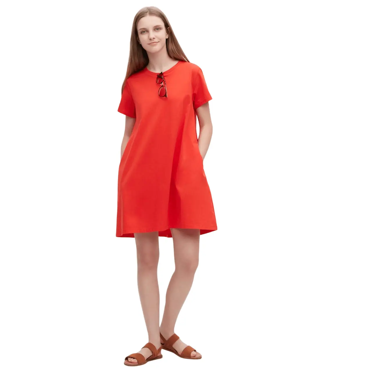 

Платье Uniqlo Mercerised Cotton Short Sleeved Mini, красный