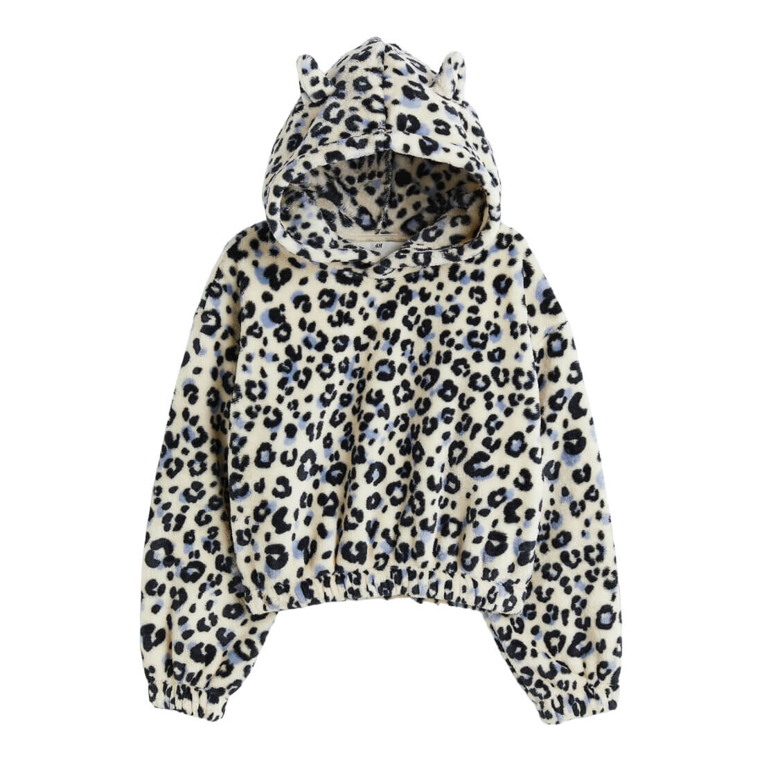 

Худи H&M Leopard print Appliqued Fleece, белый/черный/голубой