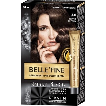 

Крем-краска для волос Belle'Fine Velvet Brown с кератином, аргановым, миндальным и оливковым маслом