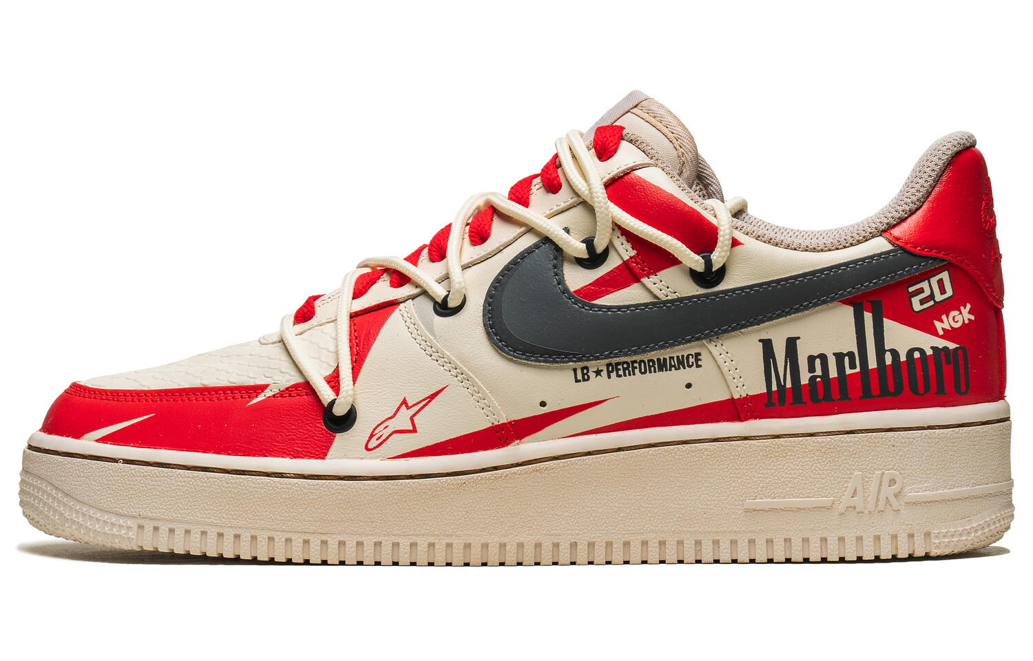 

Кроссовки Nike Air Force 1 Skateboarding Shoes Men Low-top Beige/Red, бежевый/красный