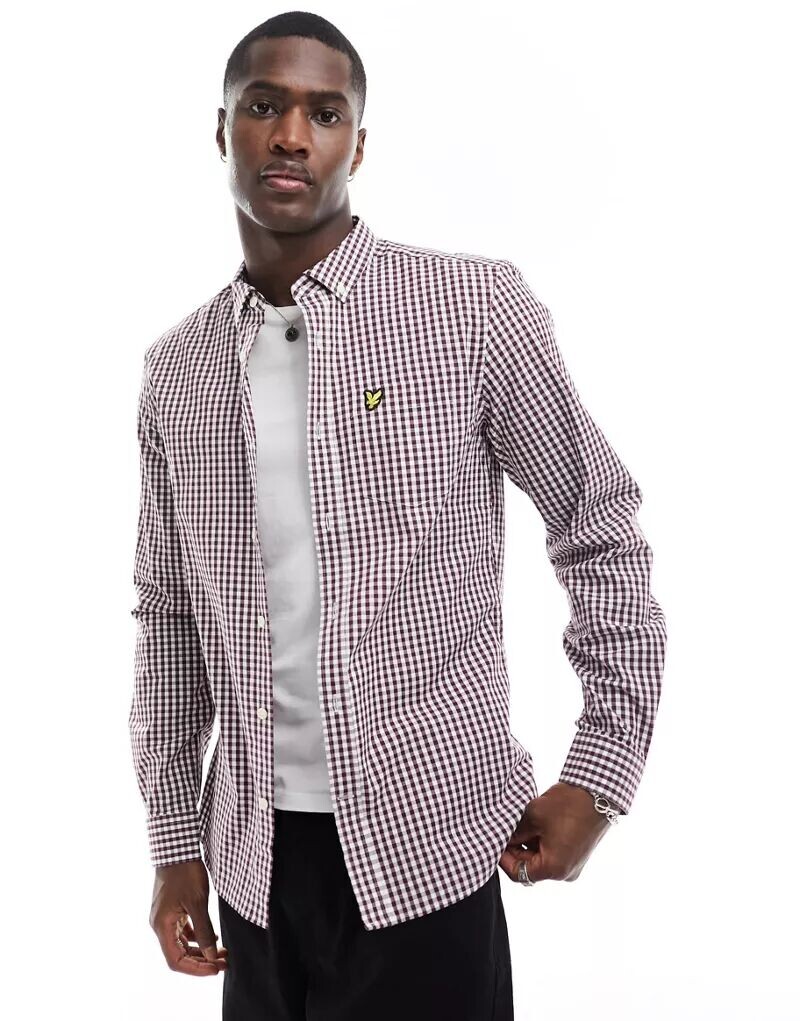 

Рубашка узкого кроя в мелкую клетку Lyle & Scott LS в красно-белом цвете