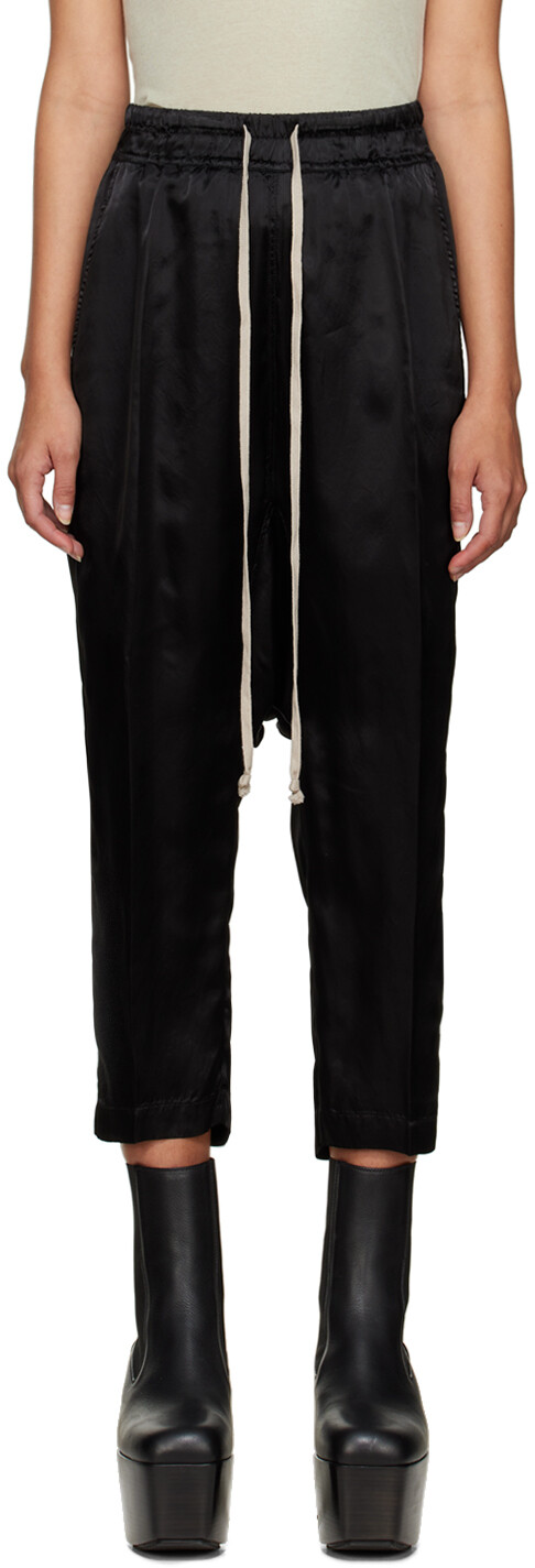 

Черные укороченные брюки для отдыха с кулиской Rick Owens