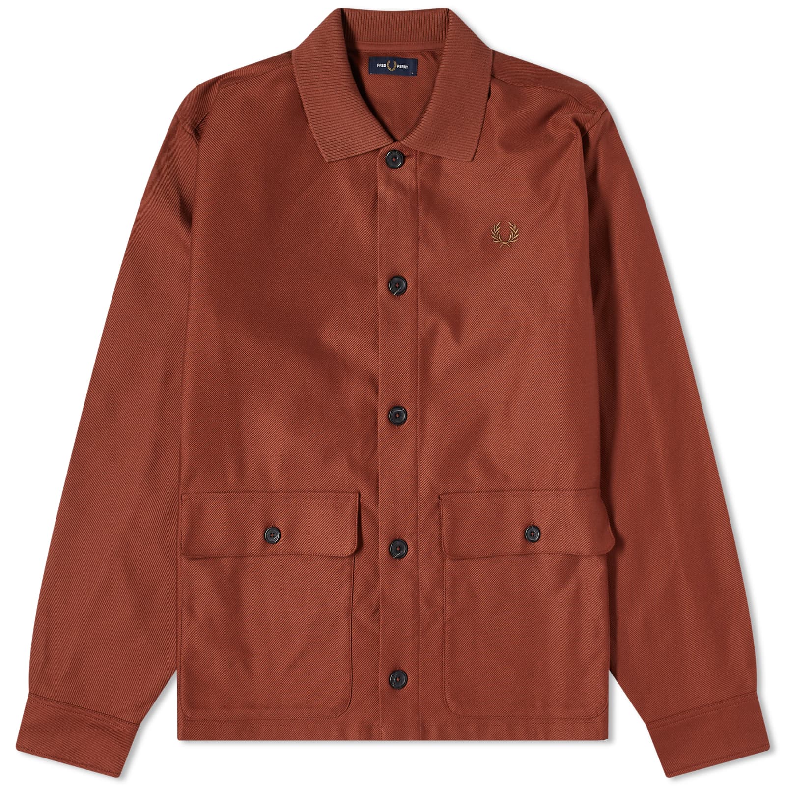 Куртка рубашка Fred Perry Utility Pocket, коричневый джемпер шерстяной вязки в рубчик с вышитым логотипом fred perry цвет oatmeal