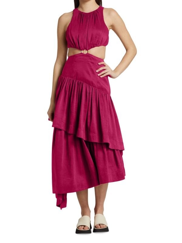 

Льняное платье Aje с вырезами caliente, fuchsia