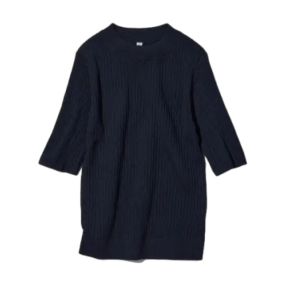 

Джемпер Uniqlo Extra Fine Merino Ribbed Half Sleeved Short, черный