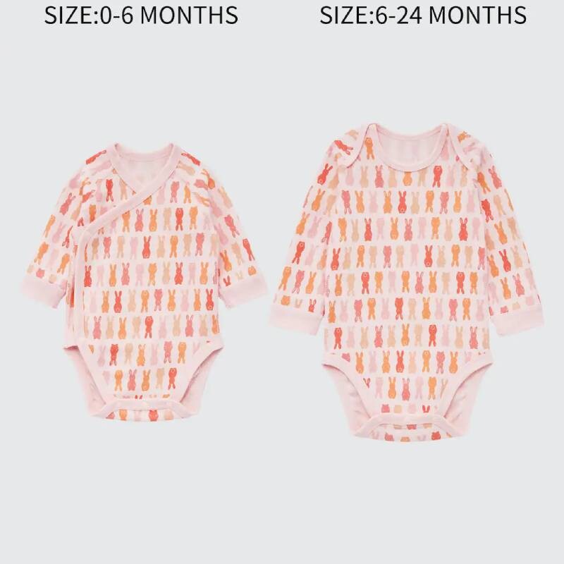 

Боди для новорожденных Uniqlo Newborn Joy Of Print Long Sleeved, розовый