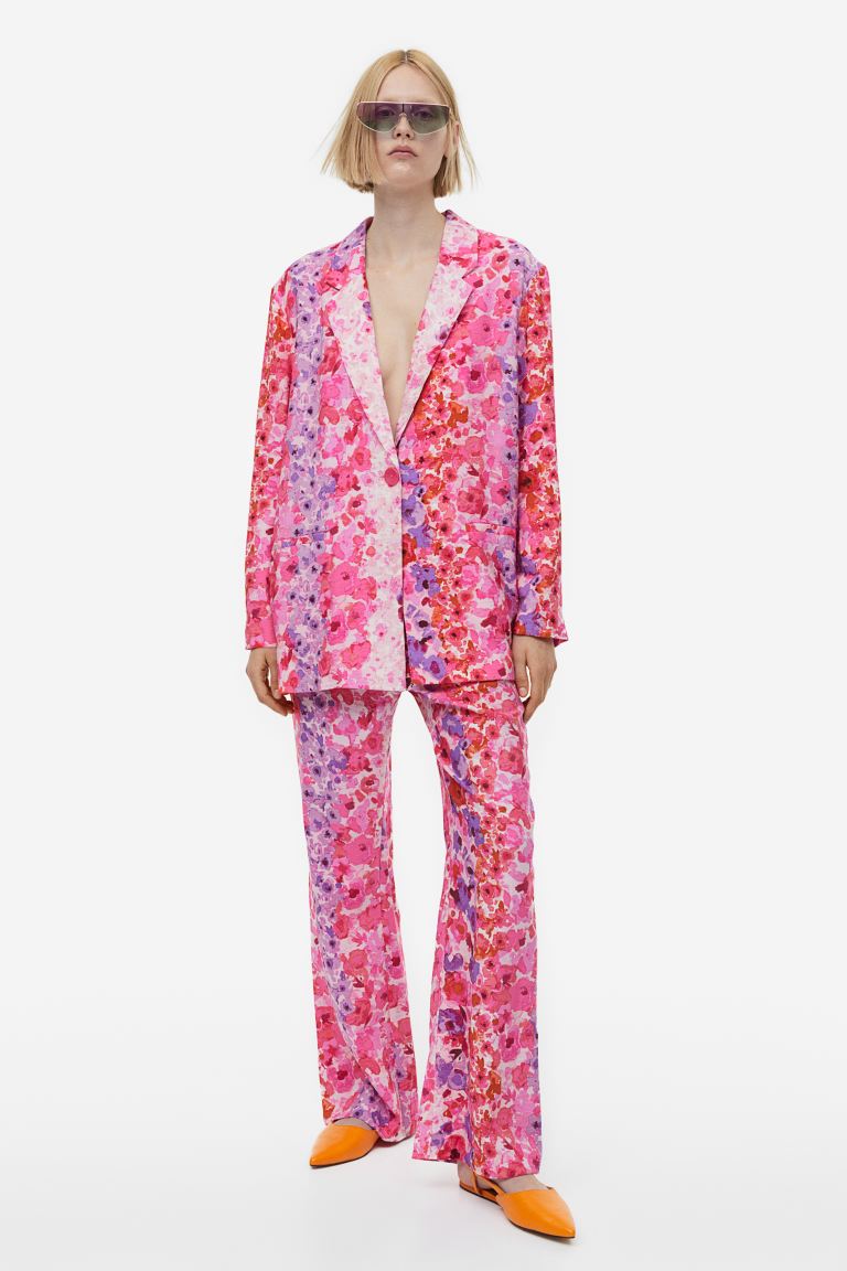 Брюки-клеш H&M, розовый/цветочный брюки клеш h