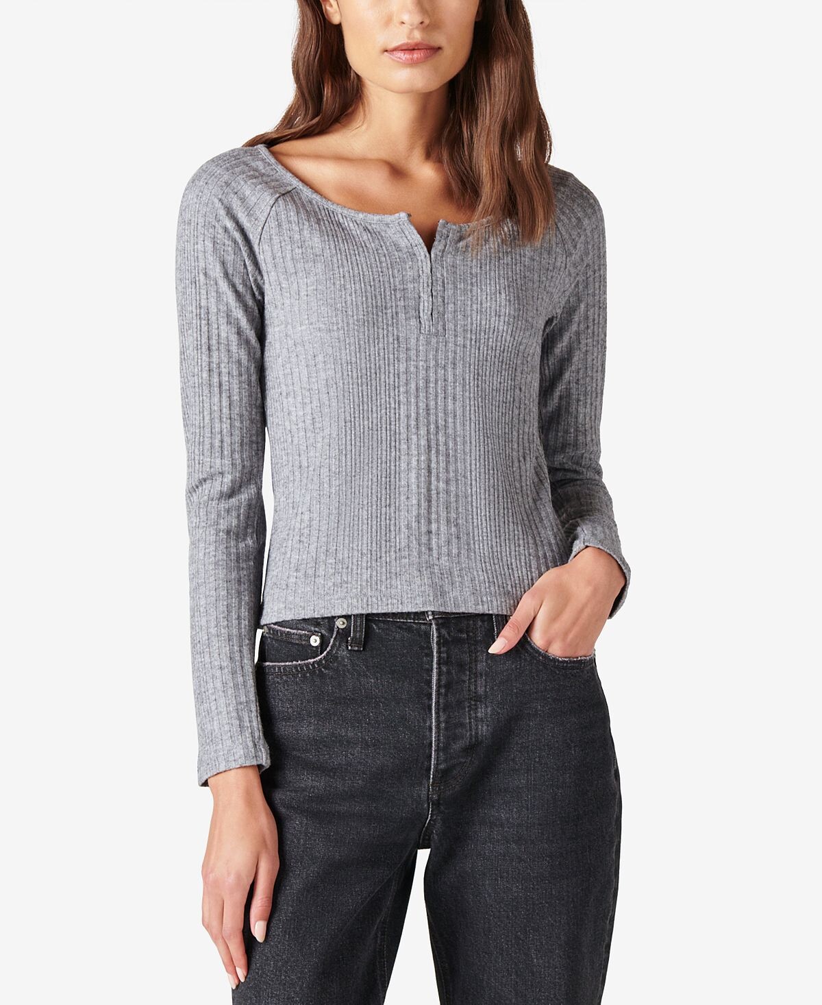 

Трикотажный топ cloud henley в рубчик Lucky Brand, мульти