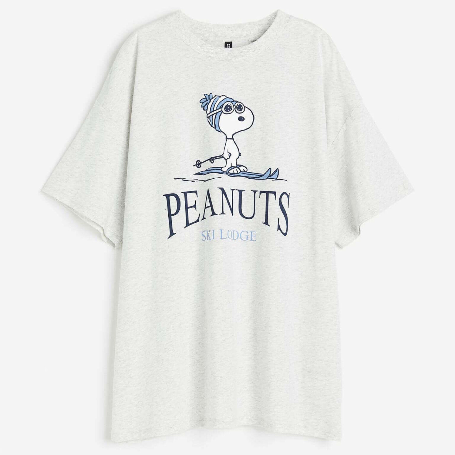 

Футболка H&M+ Peanuts Snoopy Oversized Printed, светло-серый/черный/голубой