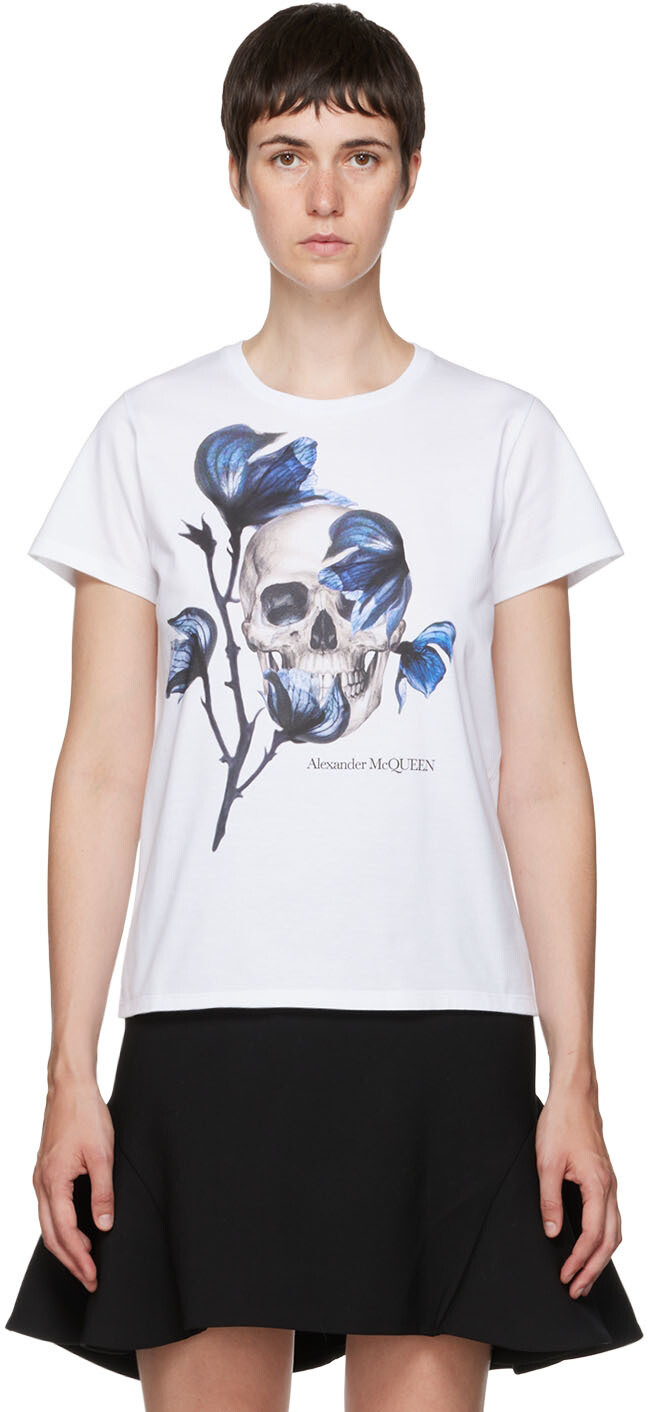 

Белая футболка с черепом Alexander McQueen
