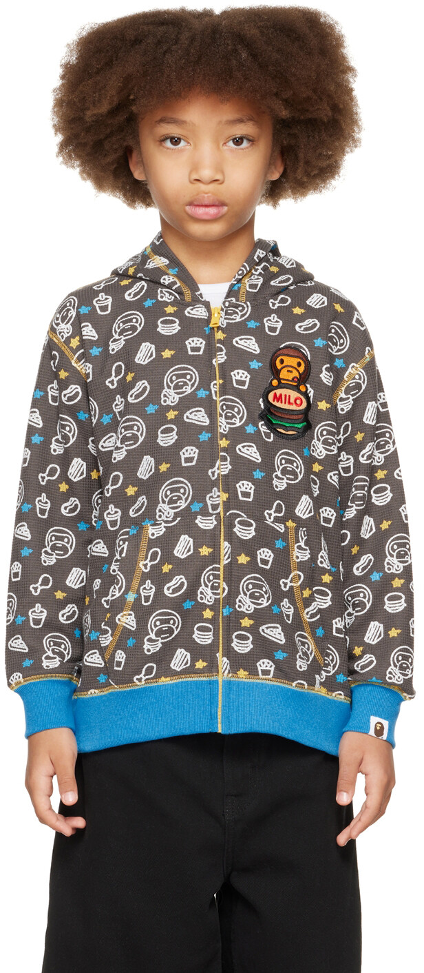 

Детская серая толстовка с капюшоном Milo Junk Food BAPE