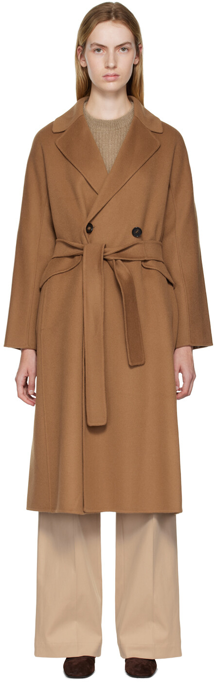 

Коричневое чайное пальто с запахом S Max Mara