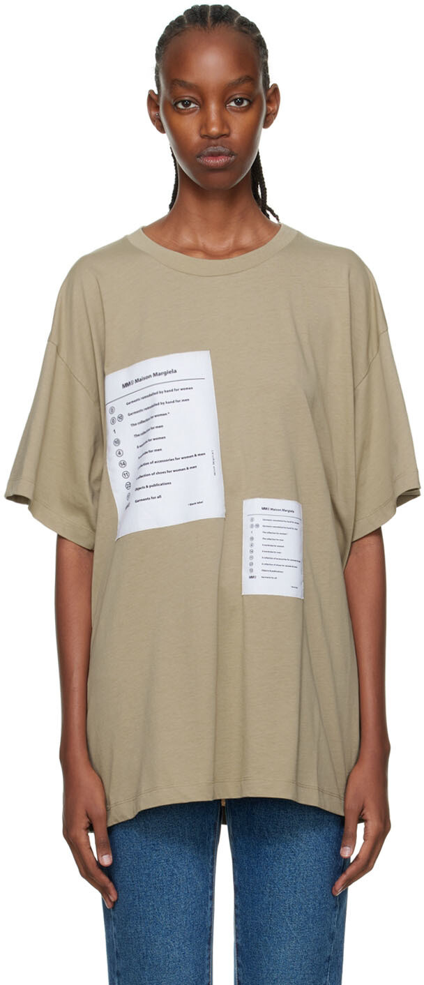 

Бежевая футболка с нашивками MM6 Maison Margiela