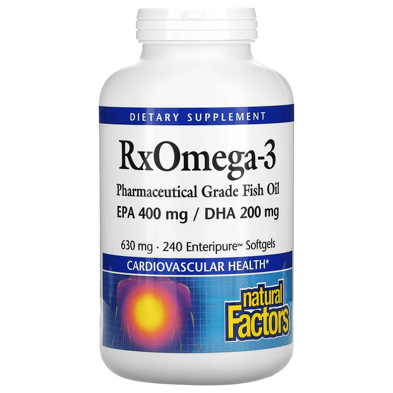 Пищевая добавка Natural Factors Rx Omega-3 Factors, 240 мягких капсул natural factors рыбий жир с максимальной силой действия rxomega 3 для приема один раз в день 900 мг 60 капсул enteripure