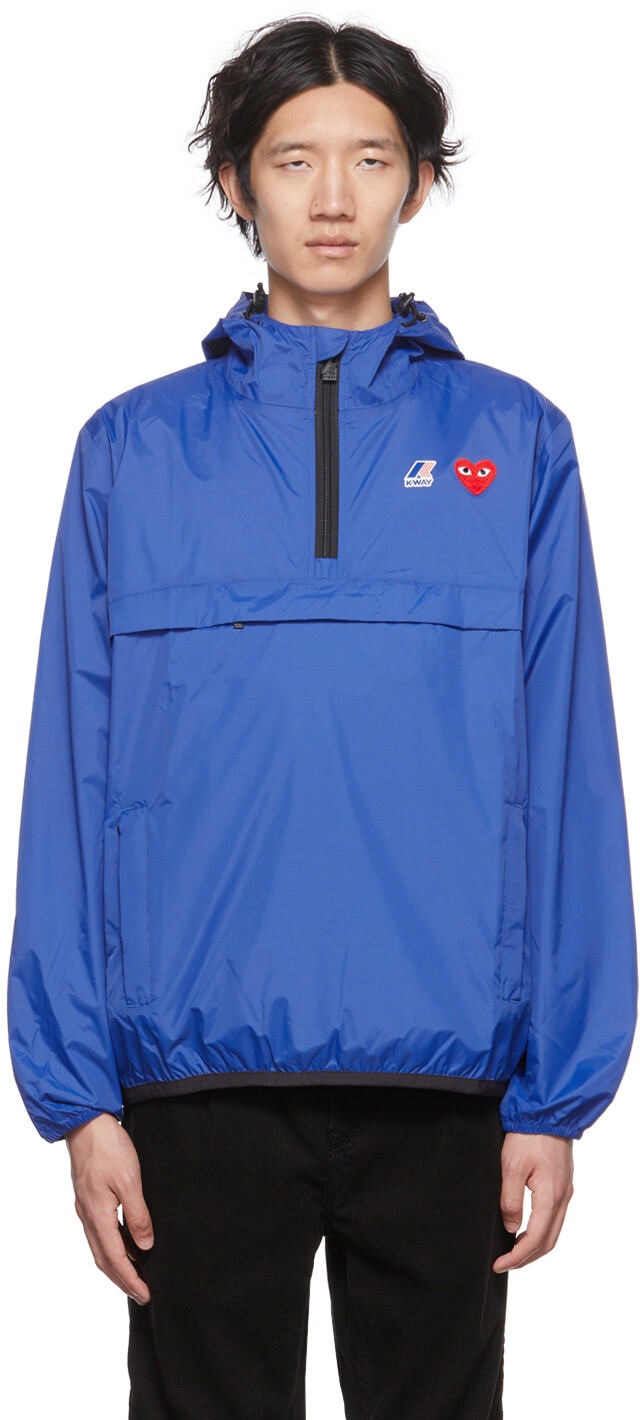

Синяя нейлоновая куртка K-Way Edition Comme des Garçons Play, Синий