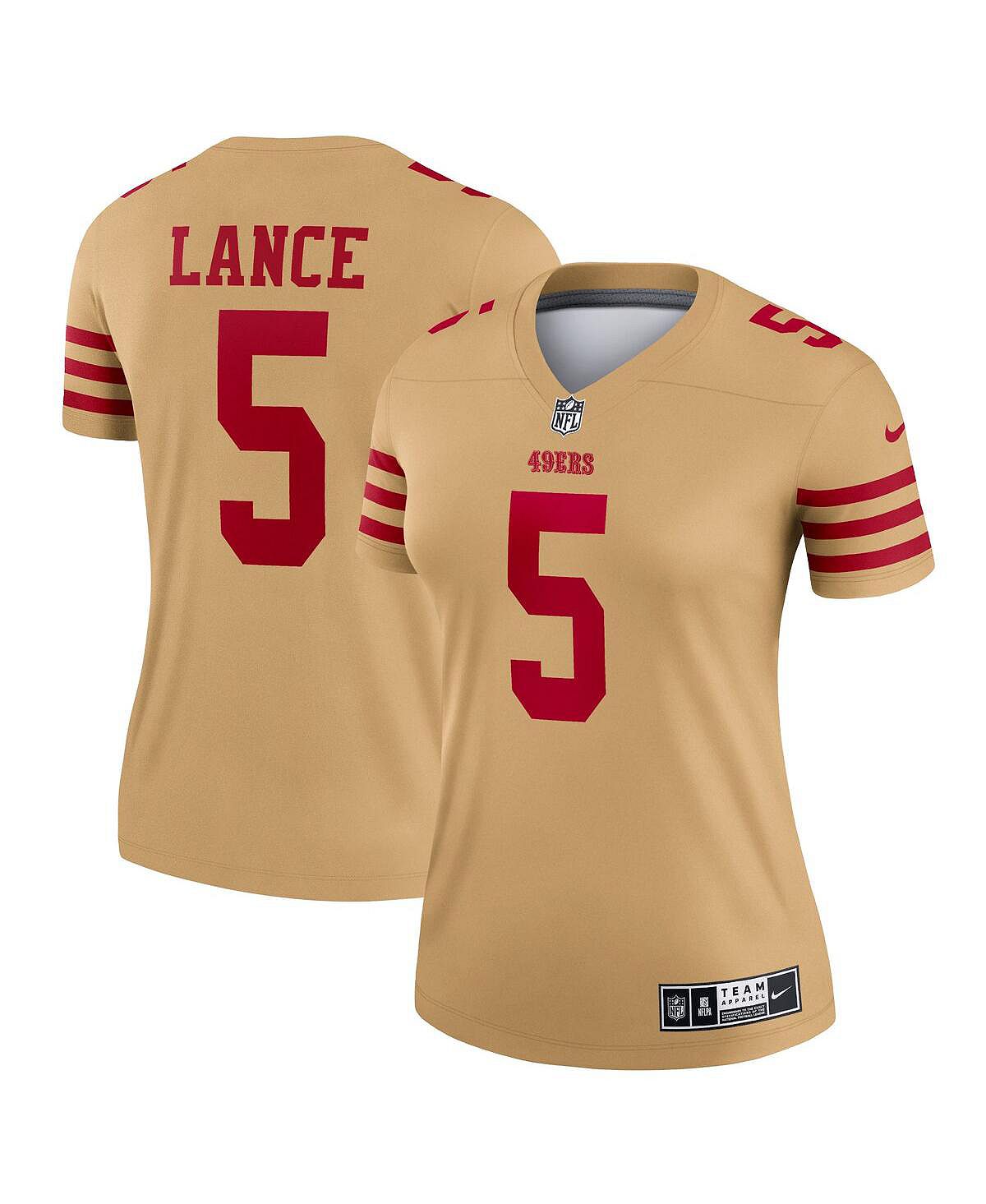 цена Женская футболка trey lance gold san francisco 49ers team inverted legend Nike