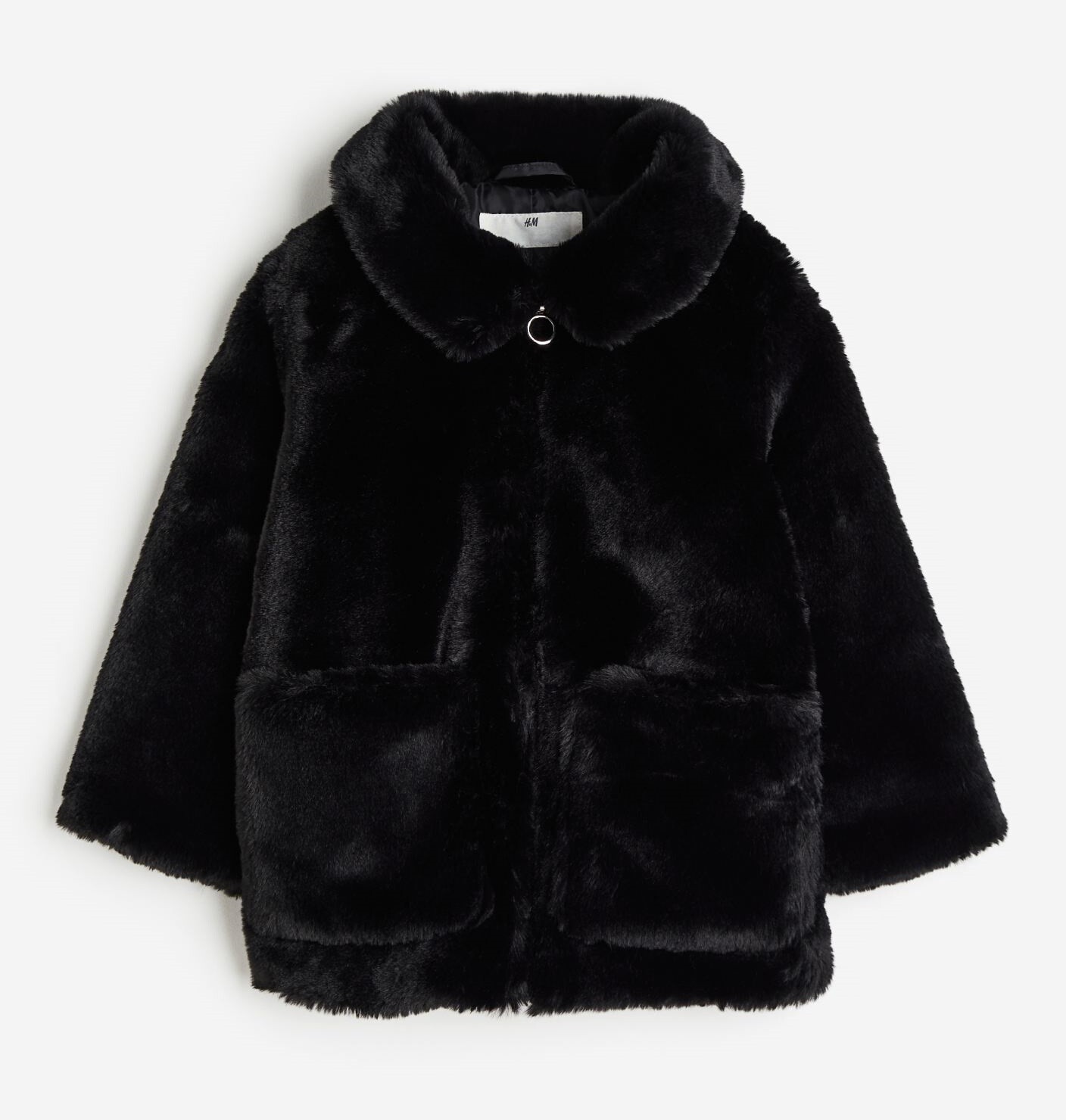 Куртка H&M Fluffy with Collar, черный