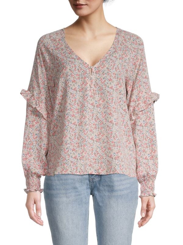 

Топ с оборками и цветочным принтом Saks Fifth Avenue Tulip ditsy
