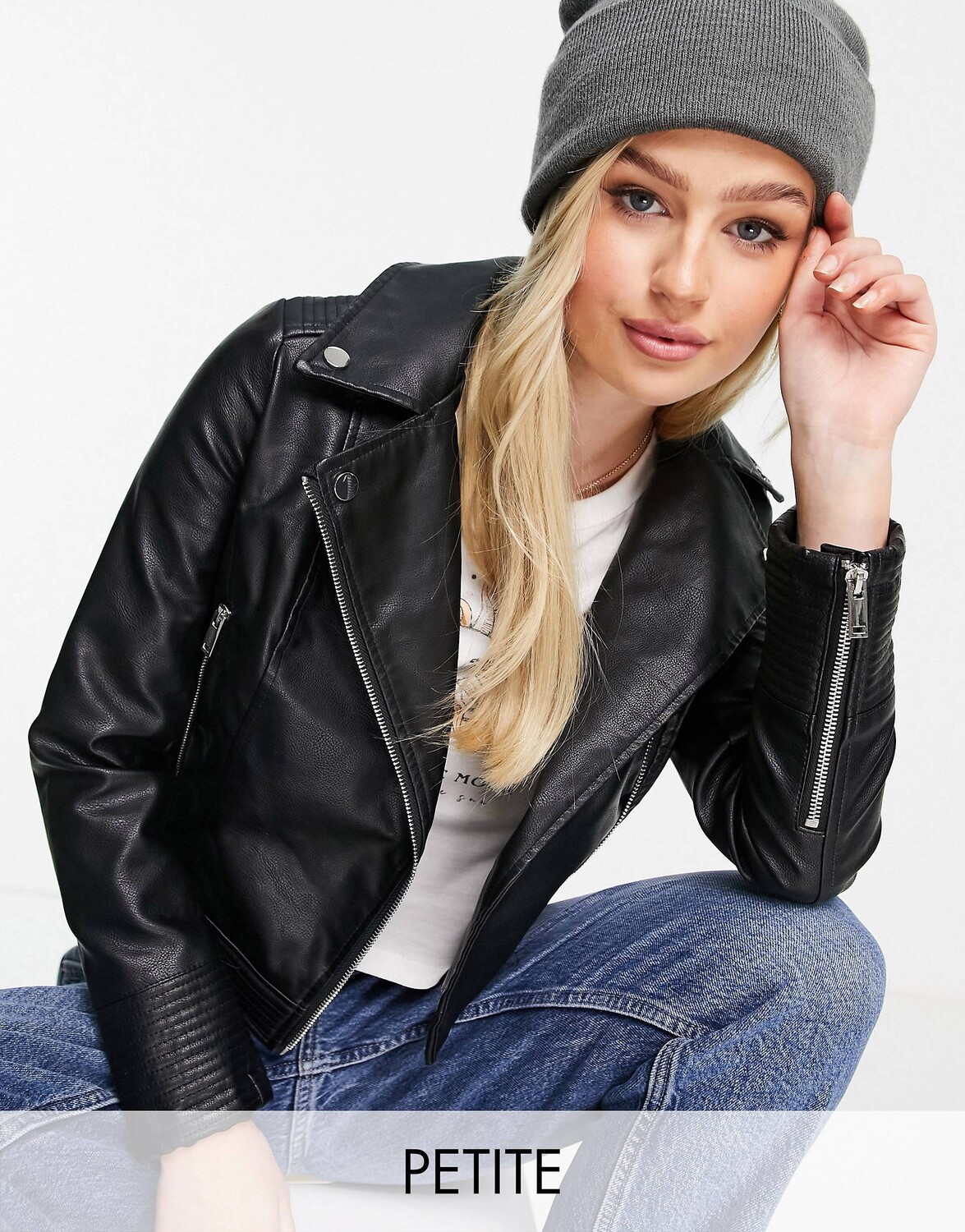 

Черная косуха из искусственной кожи Miss Selfridge Petite