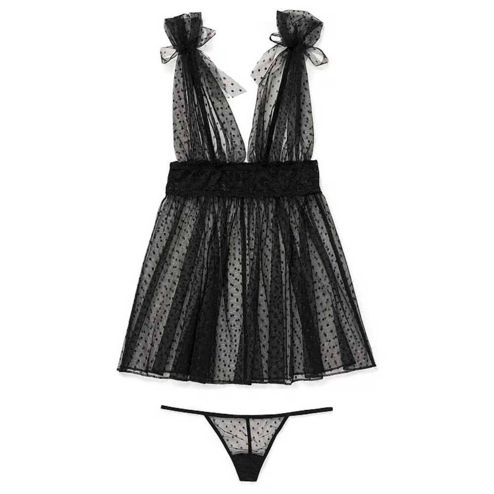 

Комплект нижнего белья Adore Me Elise Babydoll, 2 предмета, черный