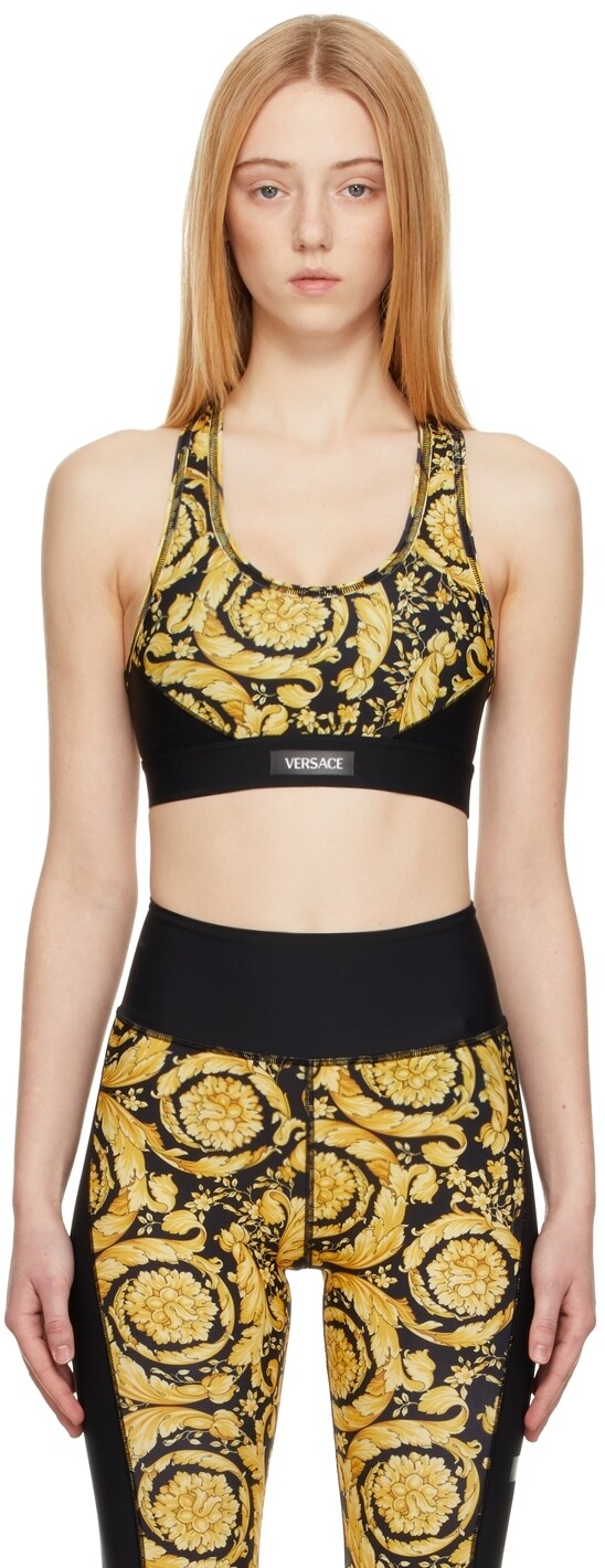 

Черно-золотой спортивный бюстгальтер Barocco Versace Underwear