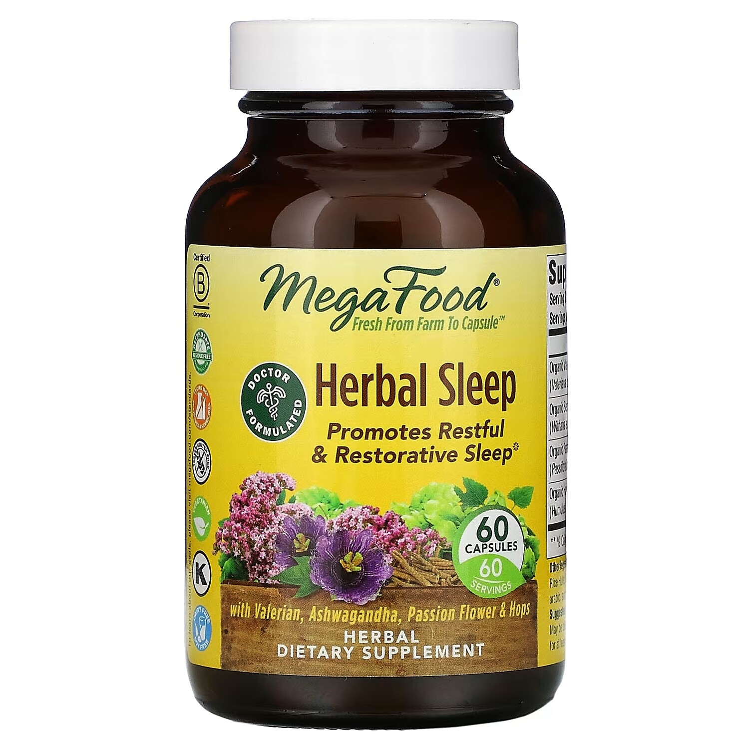 

Травяная Добавка MegaFood Herbal Sleep, 60 капсул