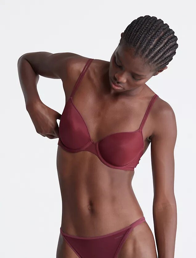 

Бюстгальтер Calvin Klein Sheer Marquisette Lightly Lined Demi, темно-красный