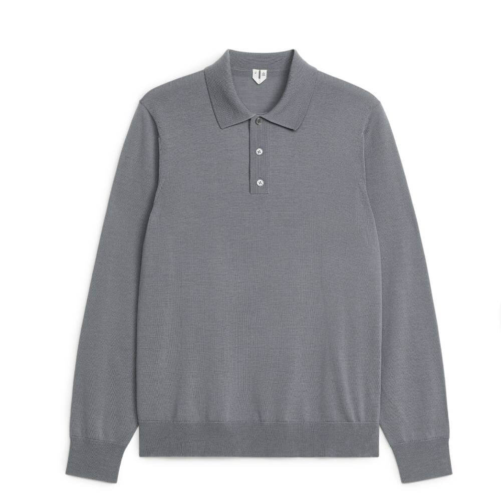 

Джемпер-поло ARKET Merino Wool, серый