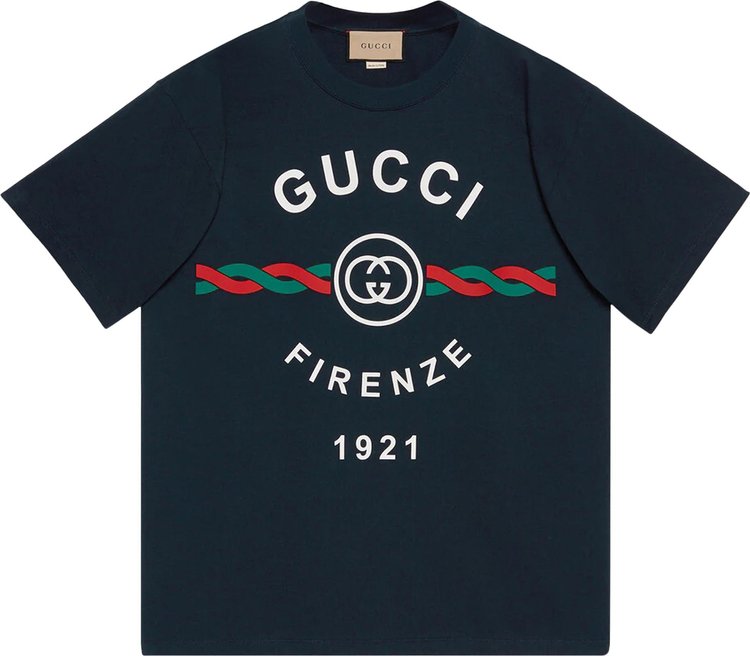 Футболка Gucci Firenze 1921 T-Shirt Dark Blue, синий - фото