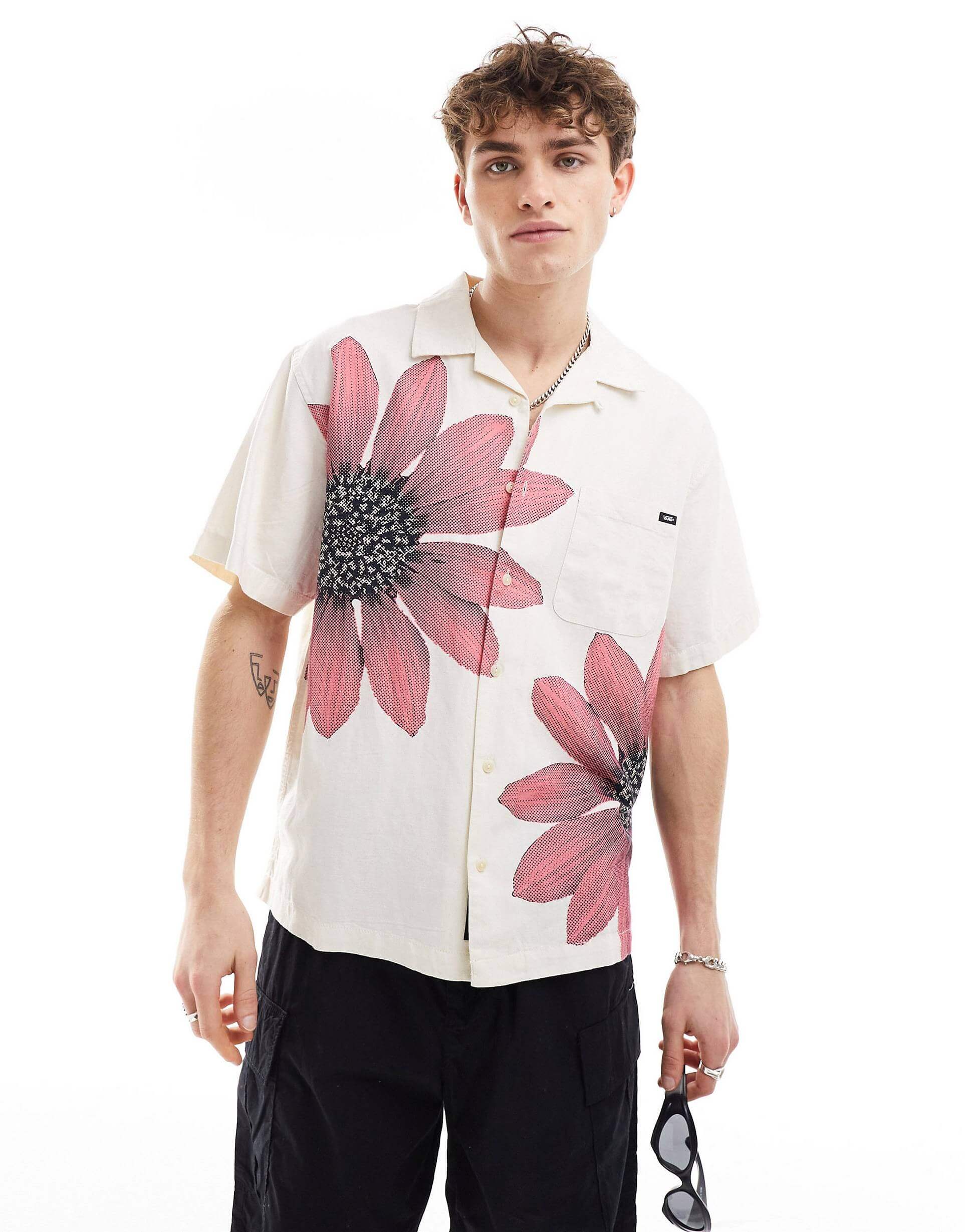 Рубашка Vans Larel Flower Print, кремовый/розовый