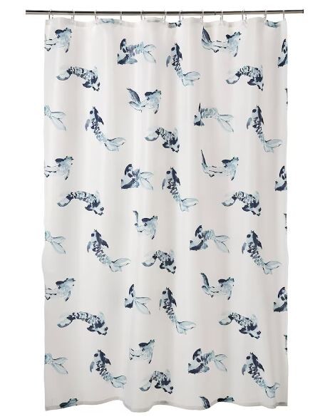

Штора для ванной Ikea Vattensjon 180x200, белый/синий