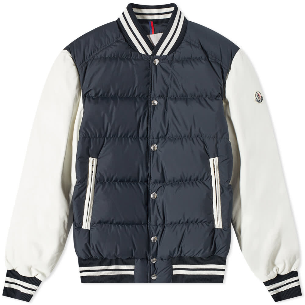 

Пуховая куртка-бомбер с кожаными рукавами Ventoux Moncler, Серый