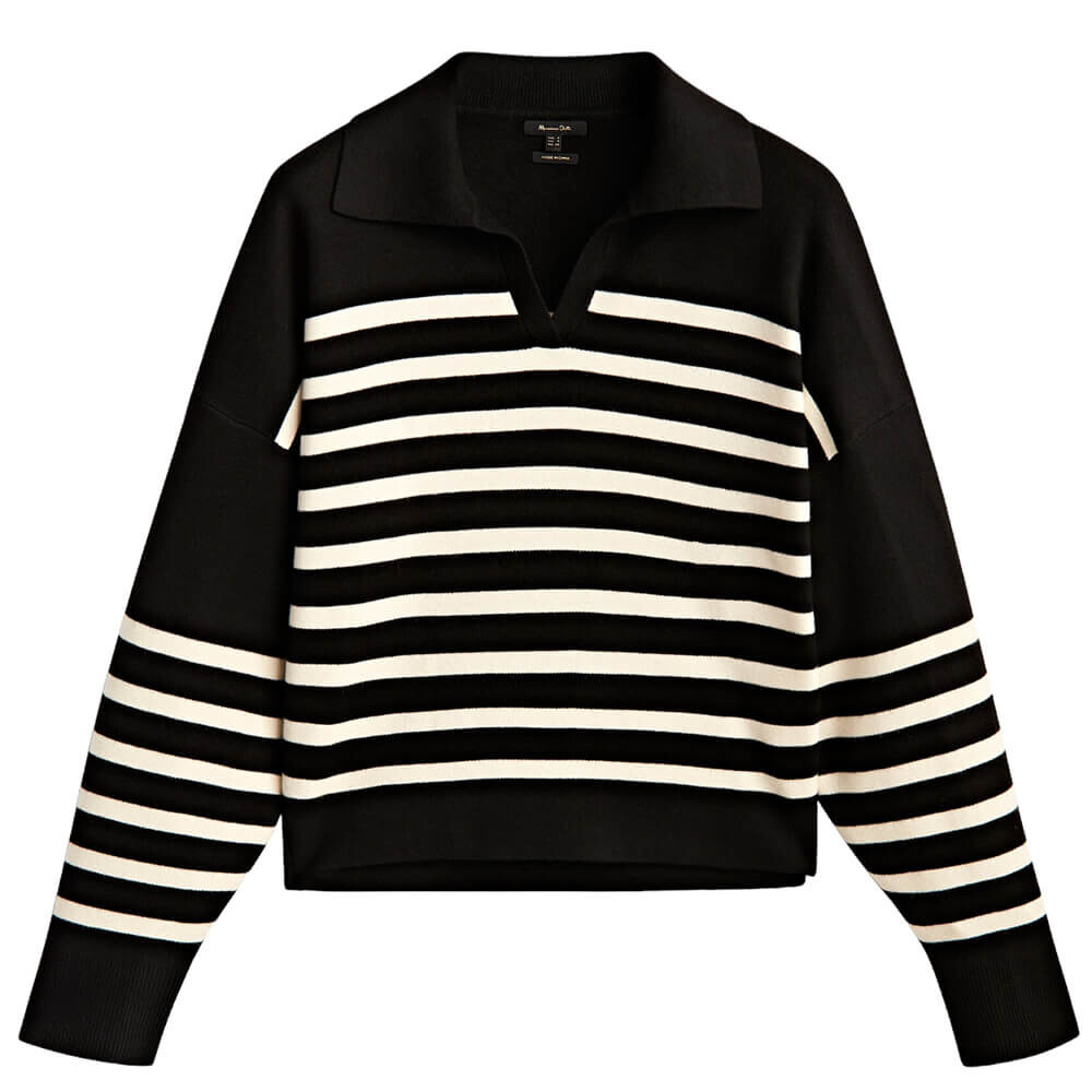 

Поло Massimo Dutti Striped, черный