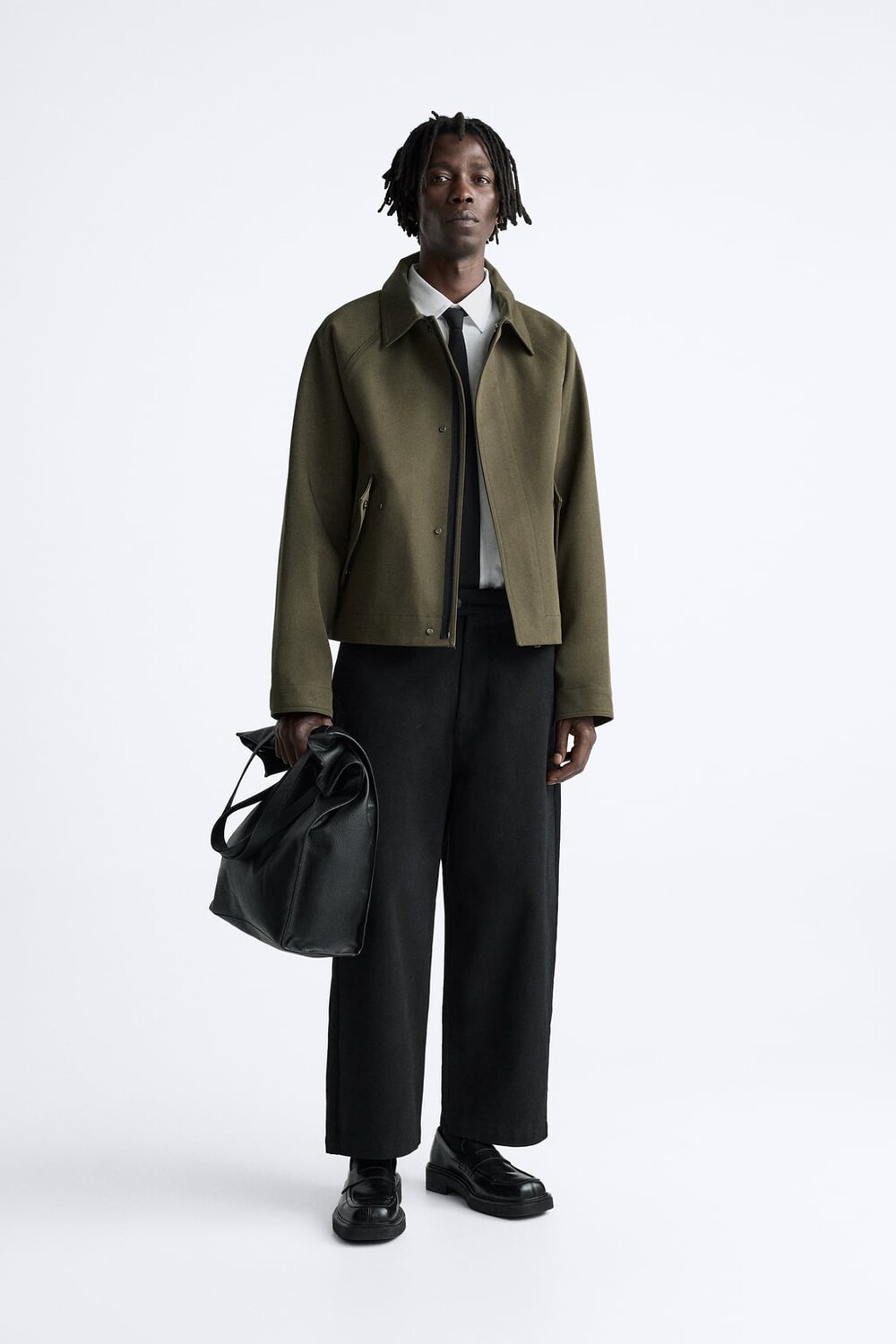 

Фактурная куртка из хлопка ZARA, хаки