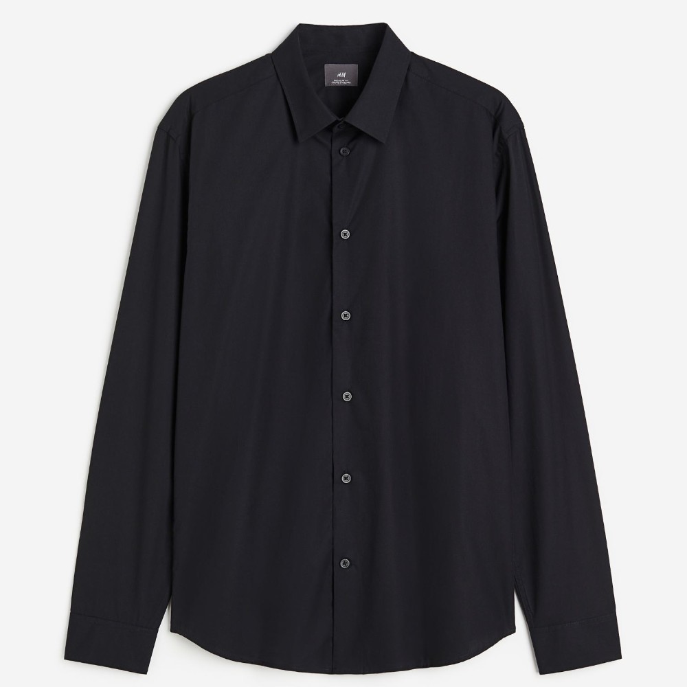 

Рубашка H&M Regular Fit Poplin, черный