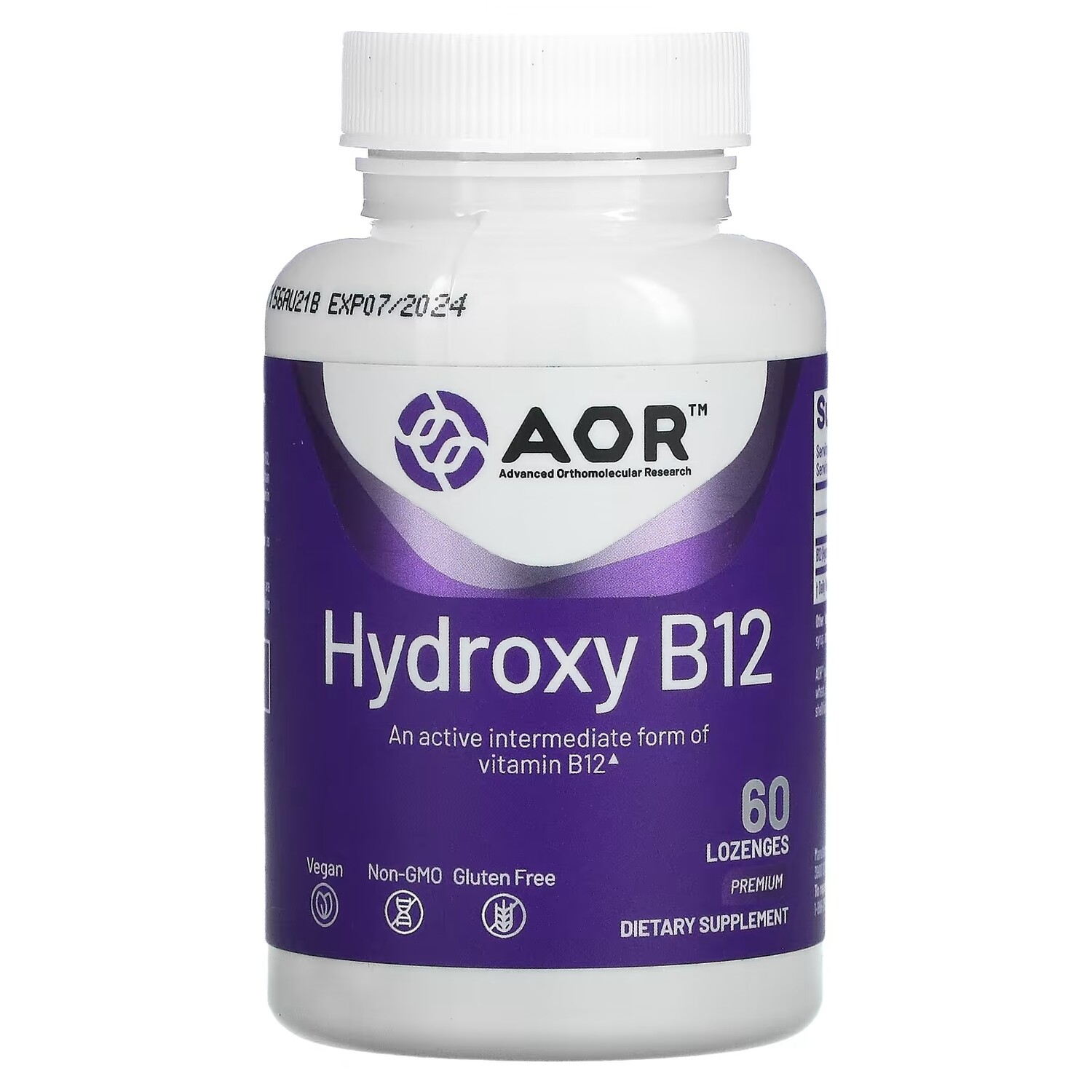 

Гидроксины B12 Advanced Orthomolecular Research AOR, 60 пастилок