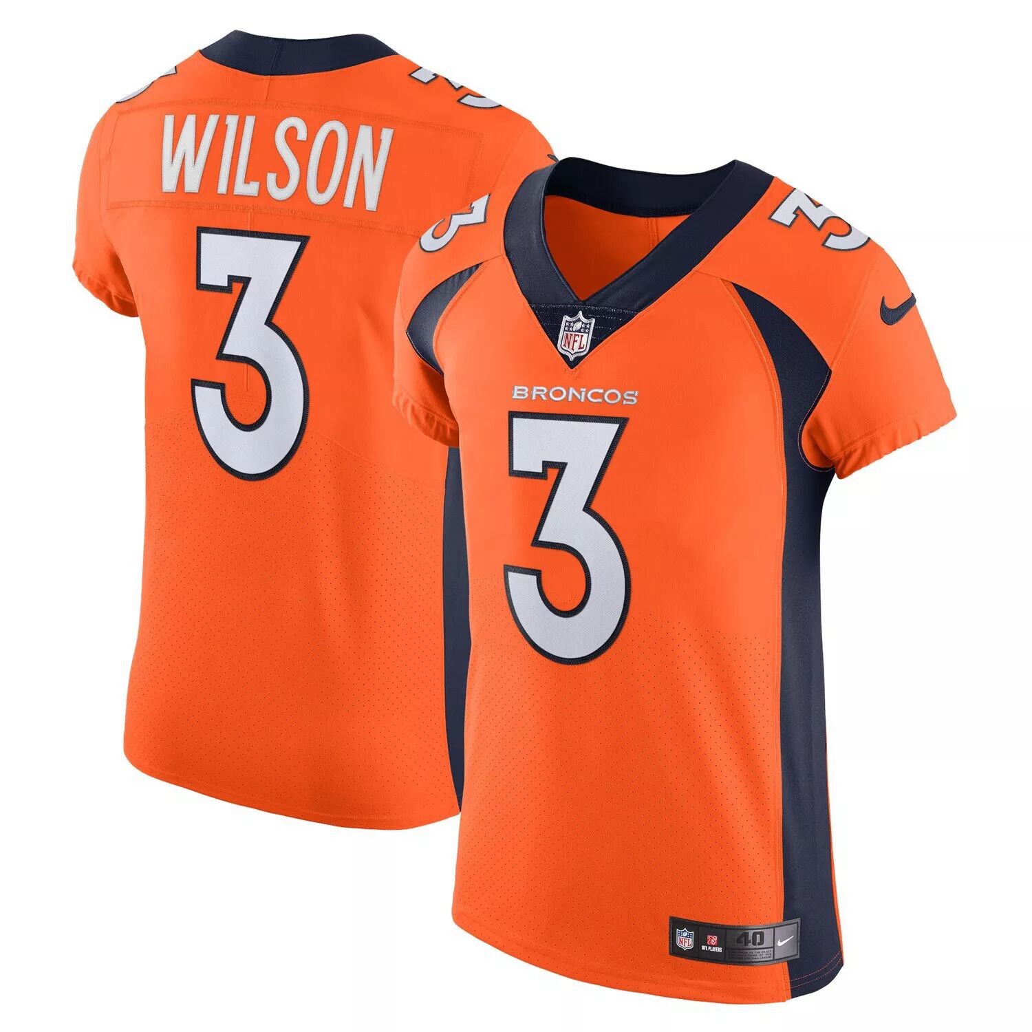 

Мужское джерси Russell Wilson Orange Denver Broncos Vapor Elite Nike
