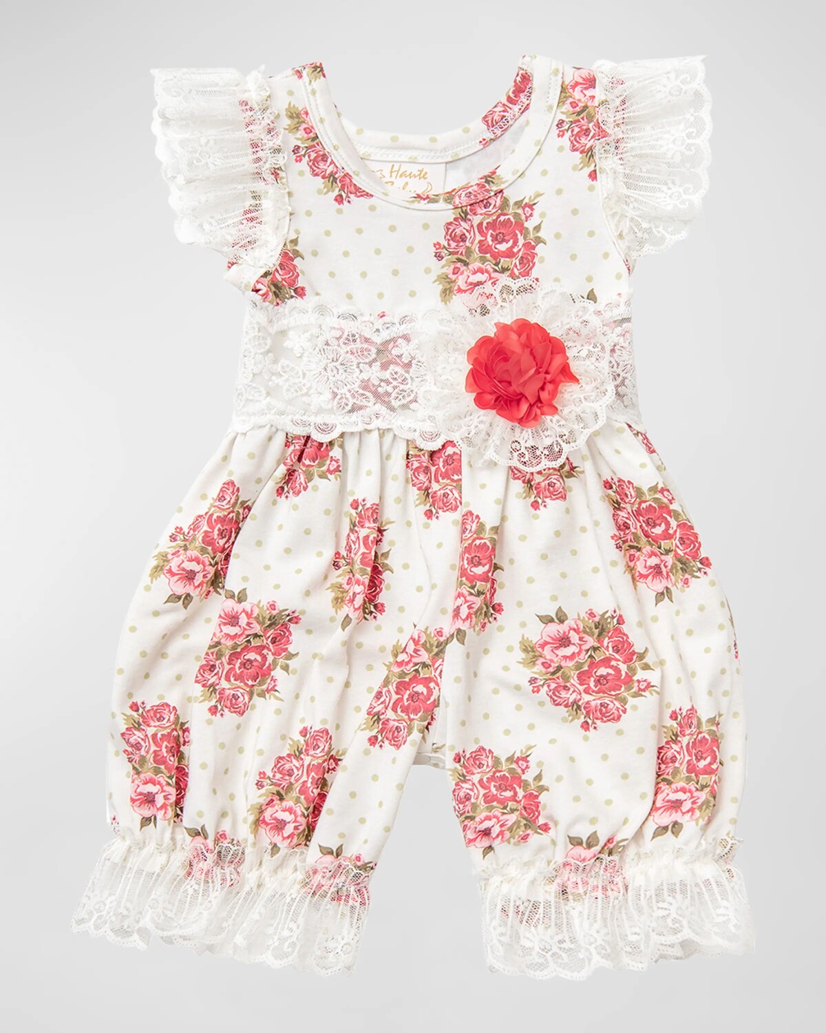 

Хлопковый комбинезон Perfect Peony для девочек, размер 0–24 мес Haute Baby, цвет Ivory