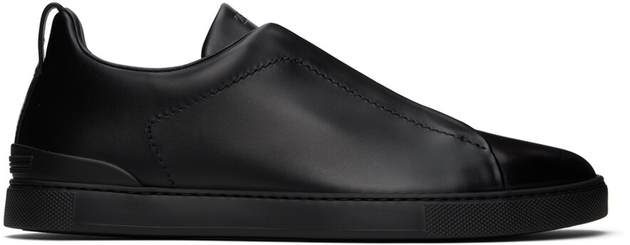 

Черные кроссовки с тройной строчкой Zegna, цвет Black