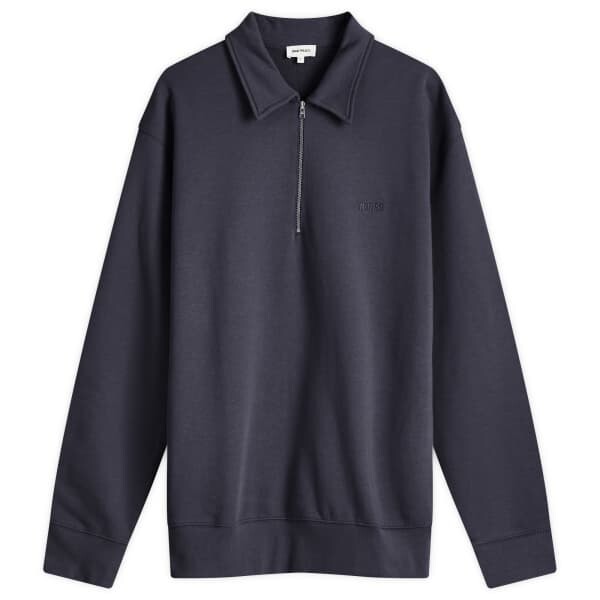 

Толстовка Ketel с тональным логотипом и застежкой-молнией на половину длины Norse Projects, синий